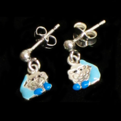 Joyer&iacute;a Pendientes infantiles plata y esmalte perro